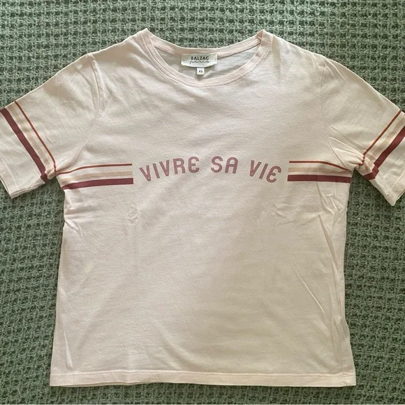 T-shirt Balzac Paris « Vivre sa Vie » XS Light Pink - Picture 2 of 5